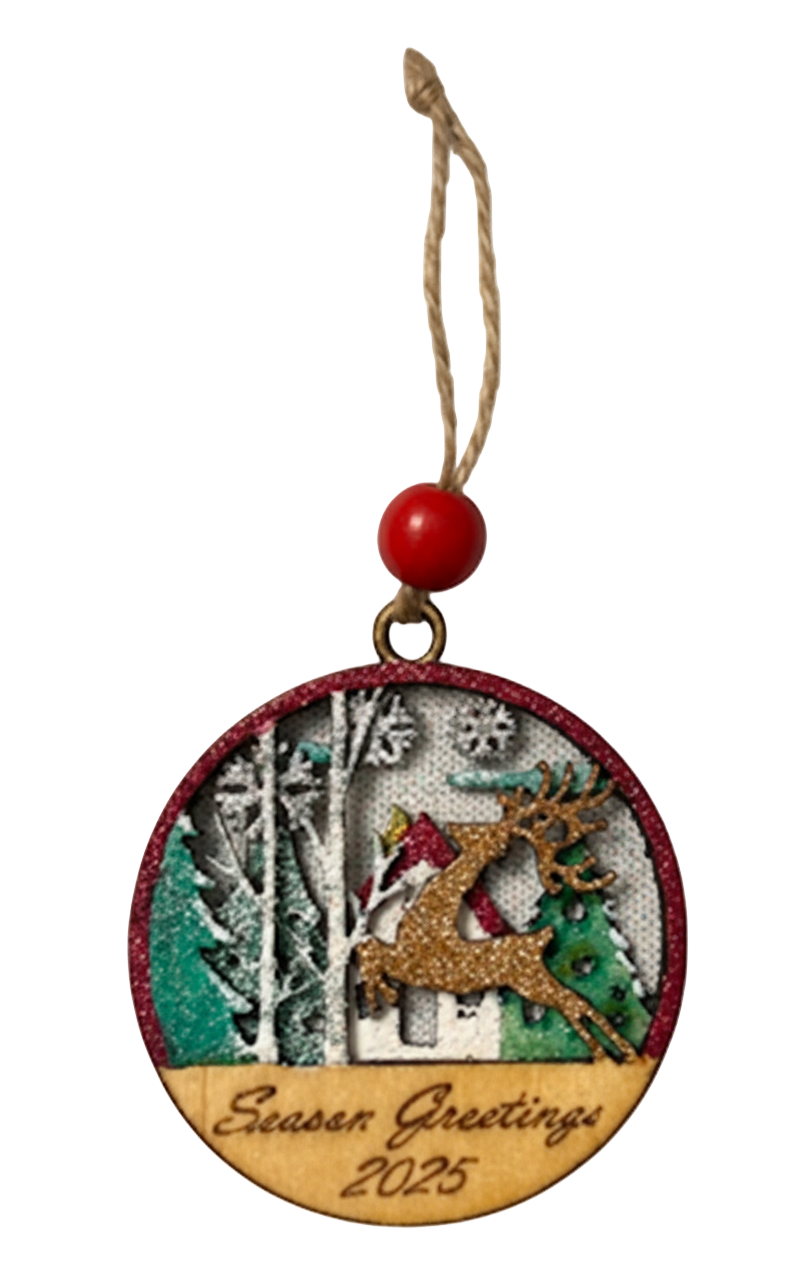 Season’s Greetings 2025 Rustic Reindeer Ornament