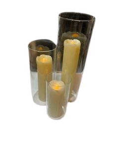 Cylinder Vase with Battery-Operated Flickering Dripping Wax Candle