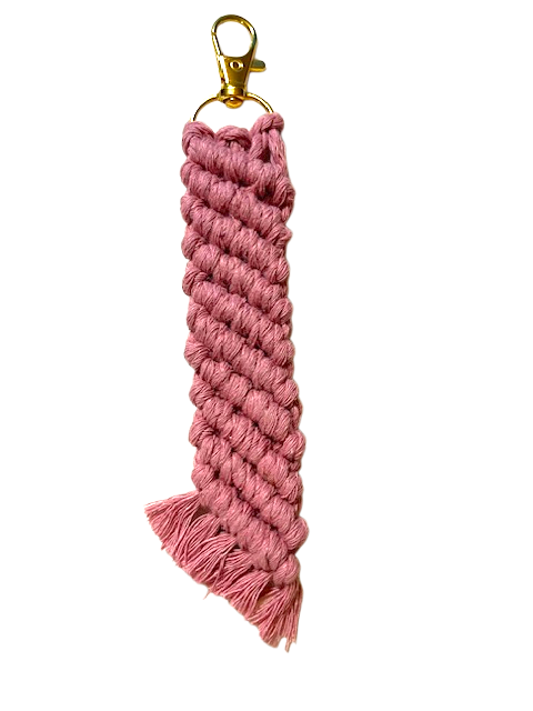 Handcrafted Macrame Angled Keychain – Rustic Nautical Style
