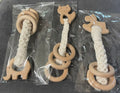 Baby Teether Rattle – Wooden Animal Toy with Soft Cotton Rope