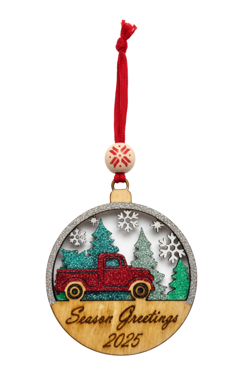 Vintage Red Truck “Season’s Greetings 2025” Ornament